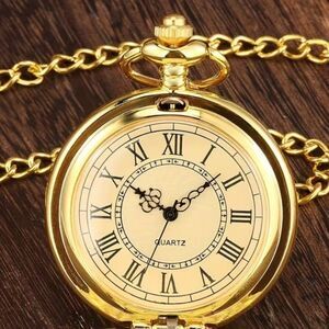 Pocket Watch Quartz Movement Golden Vintage Inspired Men's Fashion Collectable